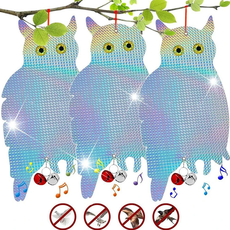 1 2 4 Outdoor Garden Decorative Wind Chime Reflective Owl Fake Hawk Qme