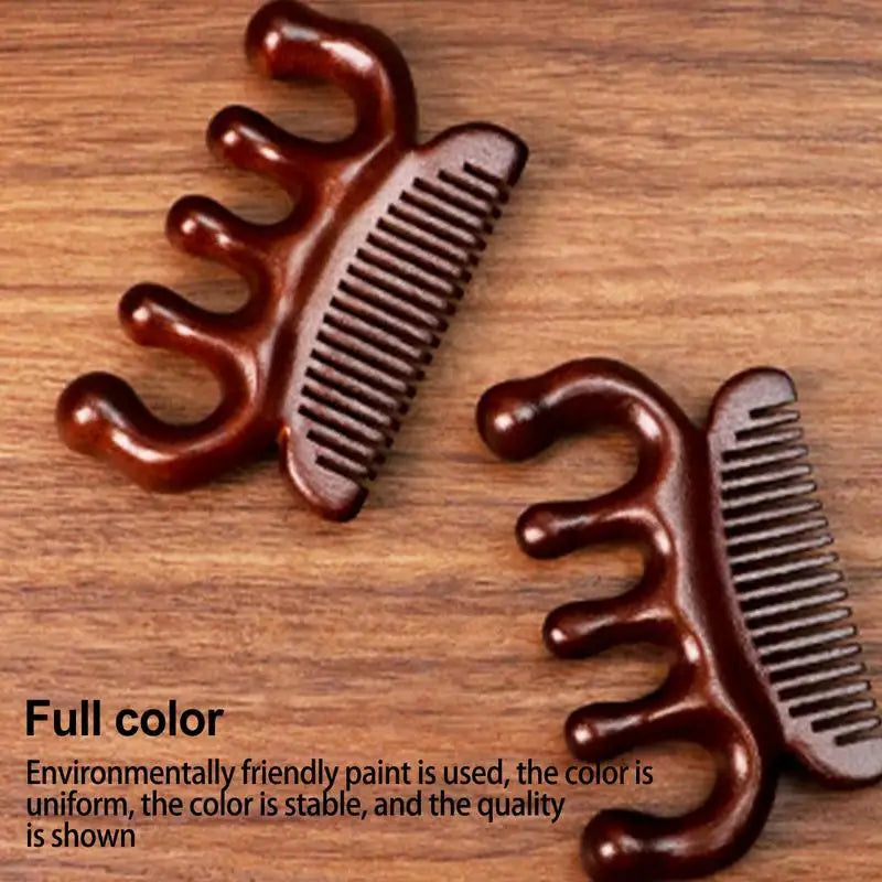 Sandalwood Comb Head Massager Five Tooth Whale Scalp Scraping Body Qme