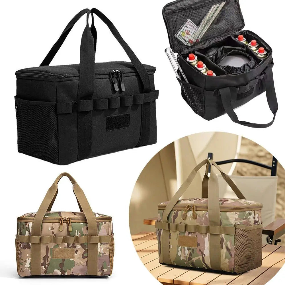Outdoor Camping Storage Bag Large-capacity Tactical Bag Multi-Functional Gas Tank Picnic Cookware Utensils Organizer Bag Qme