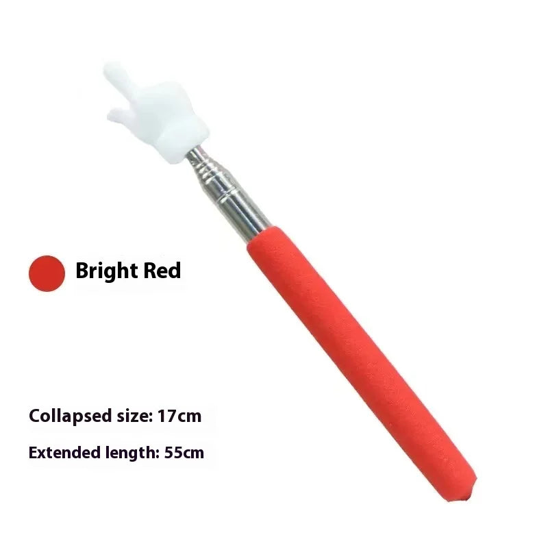 Extendable Pointer Stick Finger Design StainlessSteel Telescopic School Teaching Pointer Stick Teacher Supplies for Classroom Qme Red