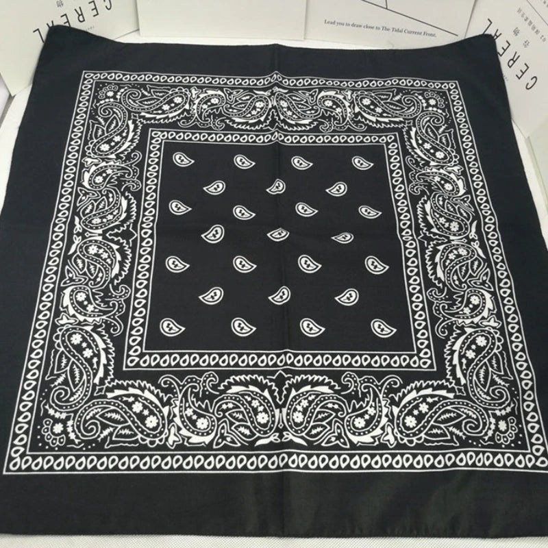 Fashion Hip Hop Bandana Kerchief Unisex Black Hair Band Neck Scarf Qme