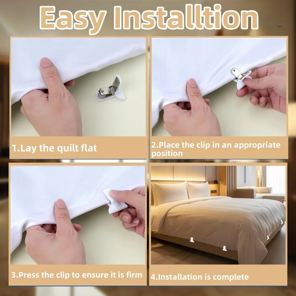 1-10PCS Padded Comforter Clips Strong Fixation Anti Slip Duvet Clips White Padded Clips for Prevents Moving Inside Duvet Cover Qme