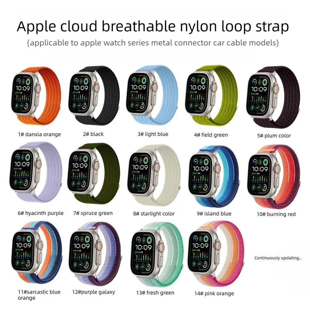 A Cloud Soft Breathable Nylon Loop Watch Strap for Apple Watch Series 10 9 8 S11 Lightweight Comfortable Replacement Wrist Band Qme