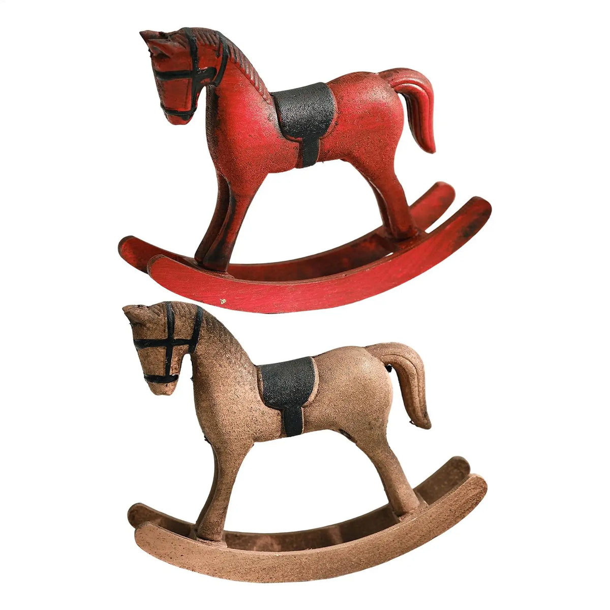 Horse Figurine Vintage Wooden Funny Rocking Toys Desk Sculpture Qme