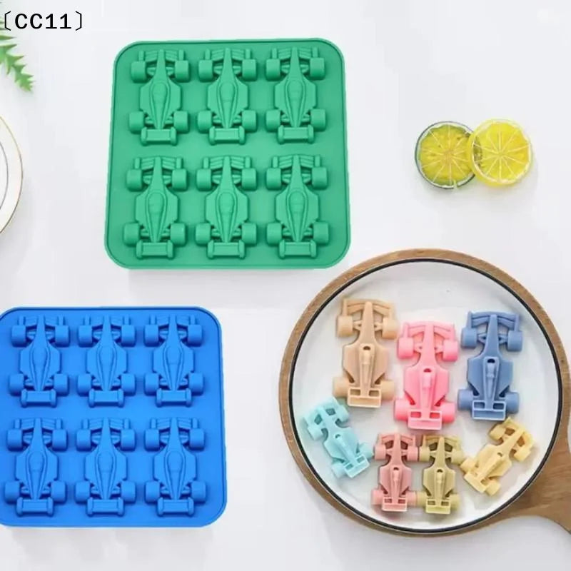 6-Cavity 3D Racing Car Ice Mold Silicone Chocolate Jelly Tray DIY Qme