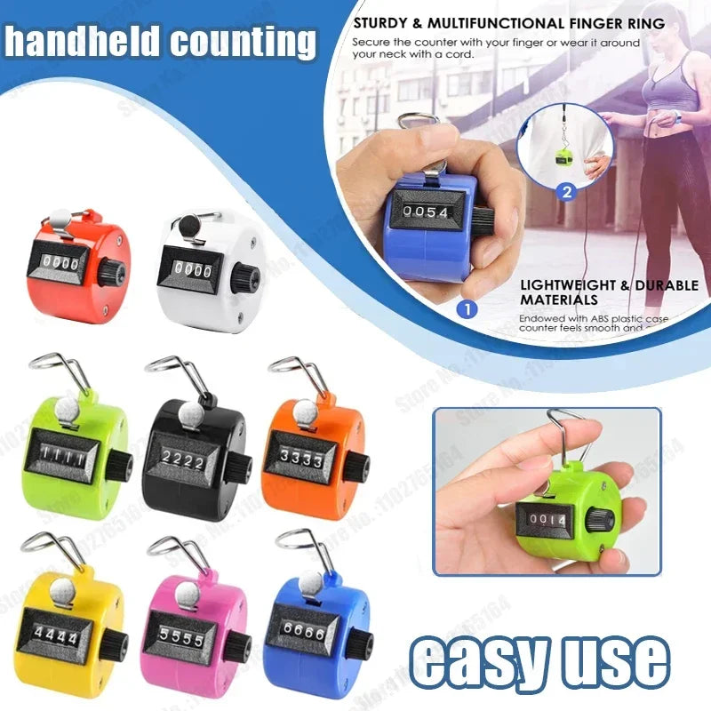 Handheld 4 Digital Tally Counter Mechanical Manual Palm Clicker Number Count Assorted Tally Counter Number Count Qme