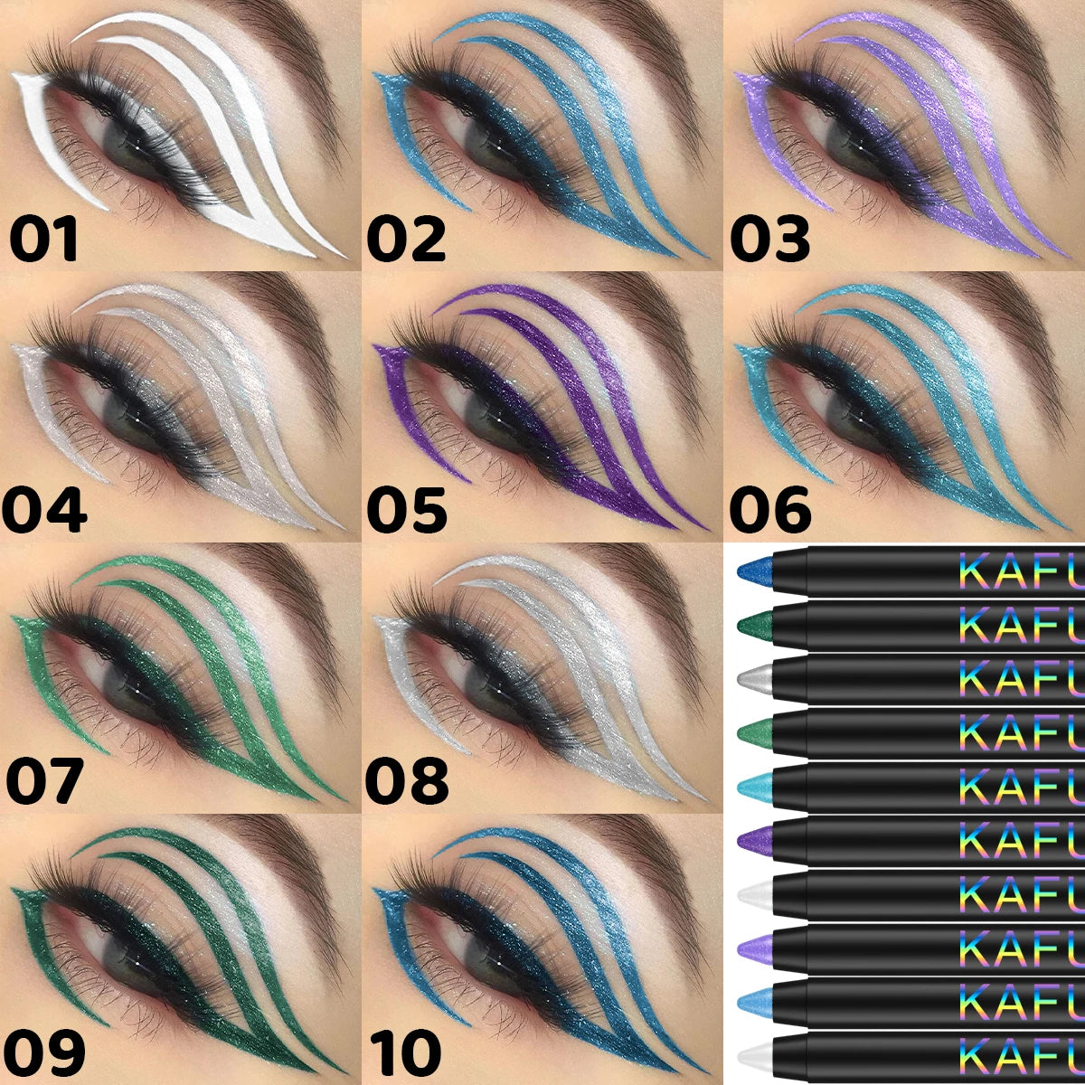 Colourful Eyeliner Pen Pigmented Pearly Glitter&shimmer Metallic Qme