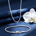 2pcs set 40-75CM 925 Sterling silver 3MM snake bone chain necklace bracelets fashion for men women jewelry wedding 16-30 inches Qme Bracelets necklaces 75CM and 20CM