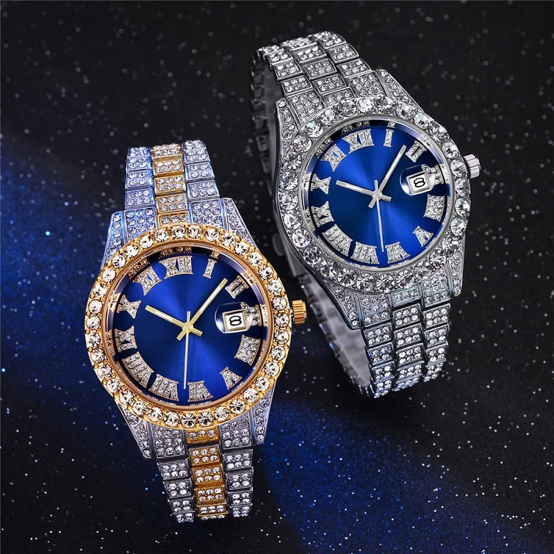 Hip hop Watch Male watch luxury water proof Brand watches Stainless steel Round Clock Men quartz wristwatches Gift boyfriend Qme