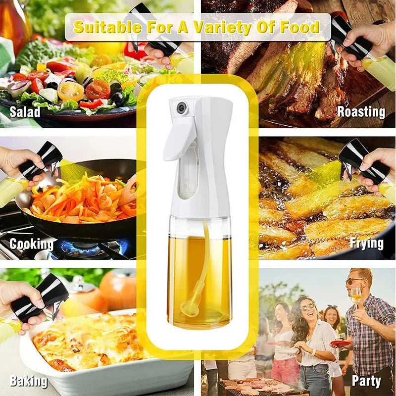 Oil Spray Bottle For Cooking Kitchen Olive Oil Sprayer For Camping BBQ Baking Vinegar Soy Sauce 200ml 300ml Kitchen Accessories Qme