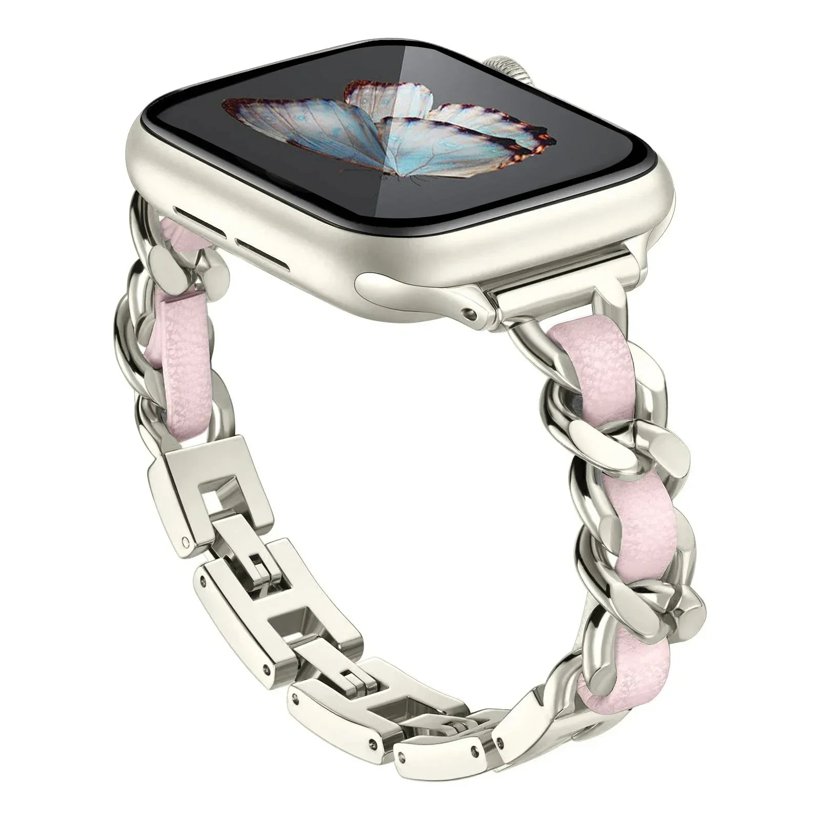 Stainless Steel Strap for Apple Watch Band 49mm 38mm 42mm 40mm 44mm Metal Bracelet iWatch Series 8 7 6 SE 5 4 3 2 1 ultra Strap Qme Starlight P 38 40 41mm