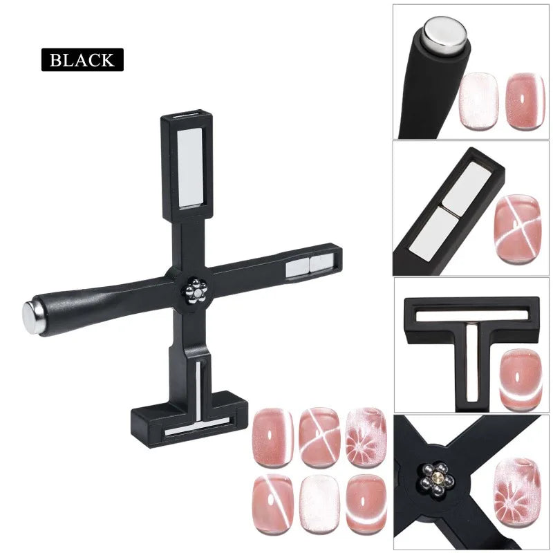 Multi-Functional Starfish Nail Magnet 8-in-1 Nail Art Tool Strong Magnetic Force Stick Anti-Fall Silicone Cover Cat Eye Manicure Qme 5-in-1 black