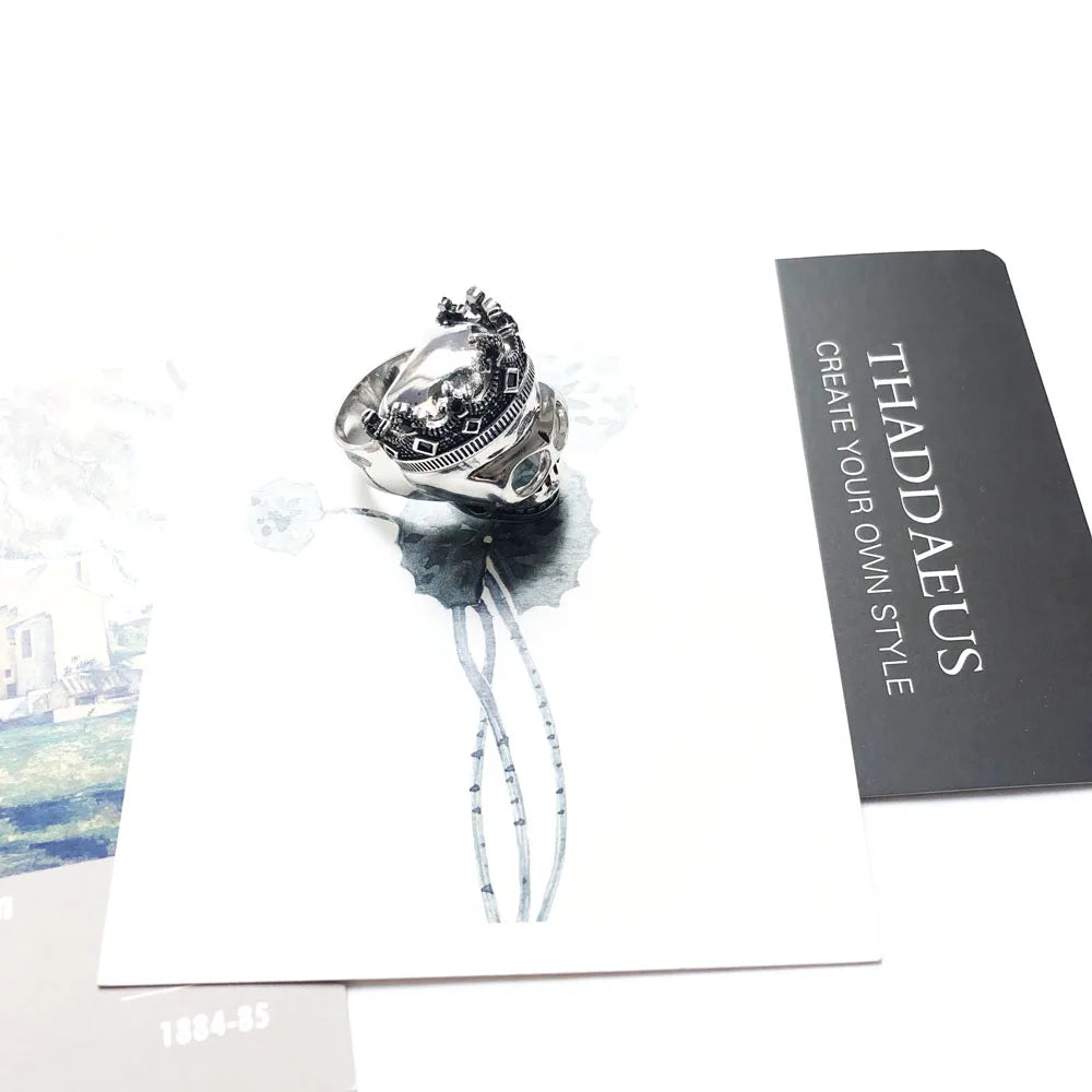 Skull King Signet Ring,Europe Fine Jewerly For Women,2022 Brand New Bohemia Lucky Gift In 925 Sterling Silver Qme