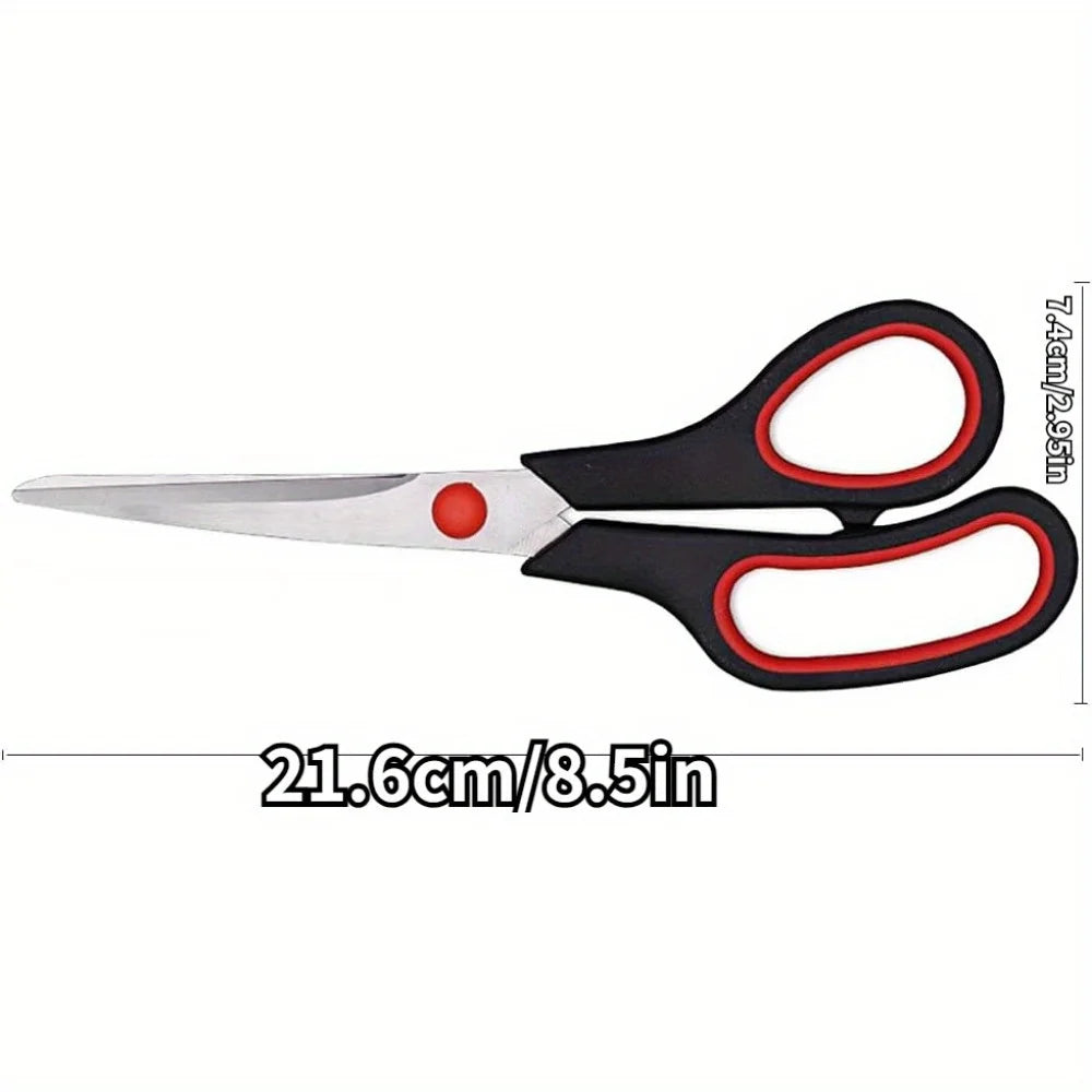 8.5-inch Multipurpose Non-Stick Scissors, Sharp Stainless Steel Blades for Home, Office, Sewing, Gardening, and Crafting Qme