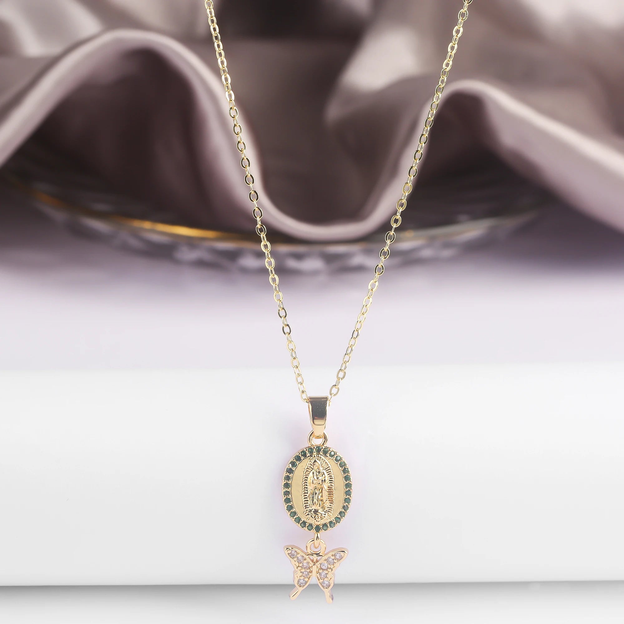 6 Design Cute Female Crystal Zircon Necklace Classic St Jude Cross
