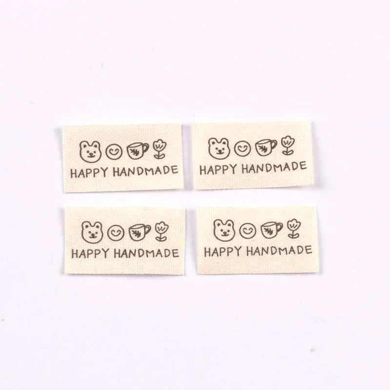 50Pcs 10-53mm Assorted "Handmade" Cute Animal Fabric Labels, Sew On Tags for DIY Clothes Crafts cp4317 Qme 35x20mm-8