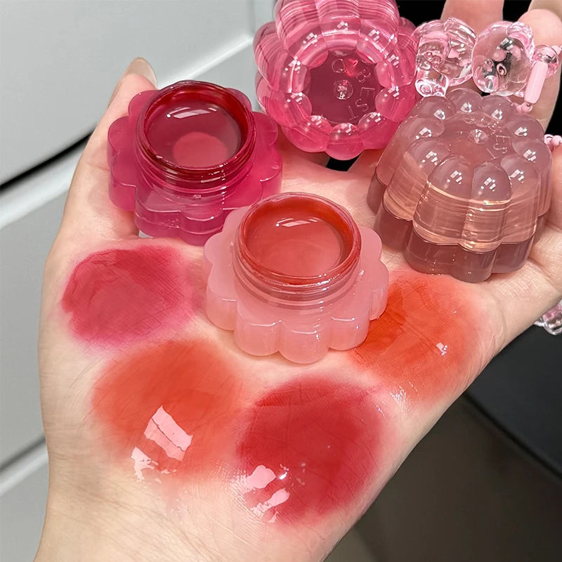 QIBEST Moisturizing Mirror Lipgloss Lip and Cheek Dual-Purpose Gel Jelly Water-Glow Colorful Lip Cheek Blush Cream Lip Stain Qme