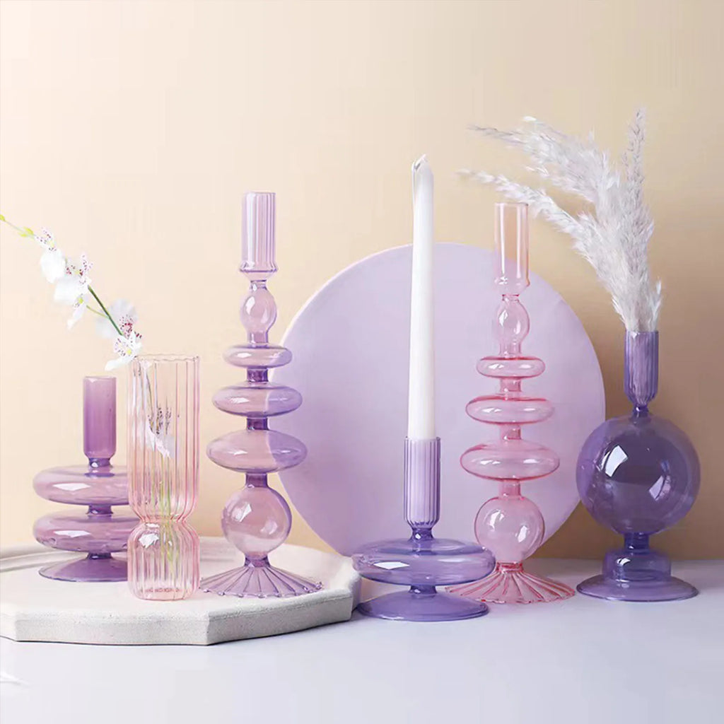 Glass Vase for Centerpiece Modern Elegant Flower Vase Candle Holder for Wedding Home Decor Housewarming Gift Glass Vase Decor Qme