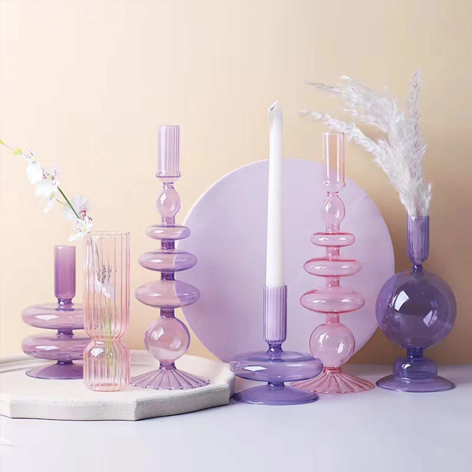 Glass Vase for Centerpiece Modern Elegant Flower Vase Candle Holder for Wedding Home Decor Housewarming Gift Glass Vase Decor Qme