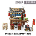 Mini City Street View Architectural Landscape Model Building Blocks Takoyaki Shop Food Stall Restaurant Toys Christmas Kids Gift Qme Opp bag
