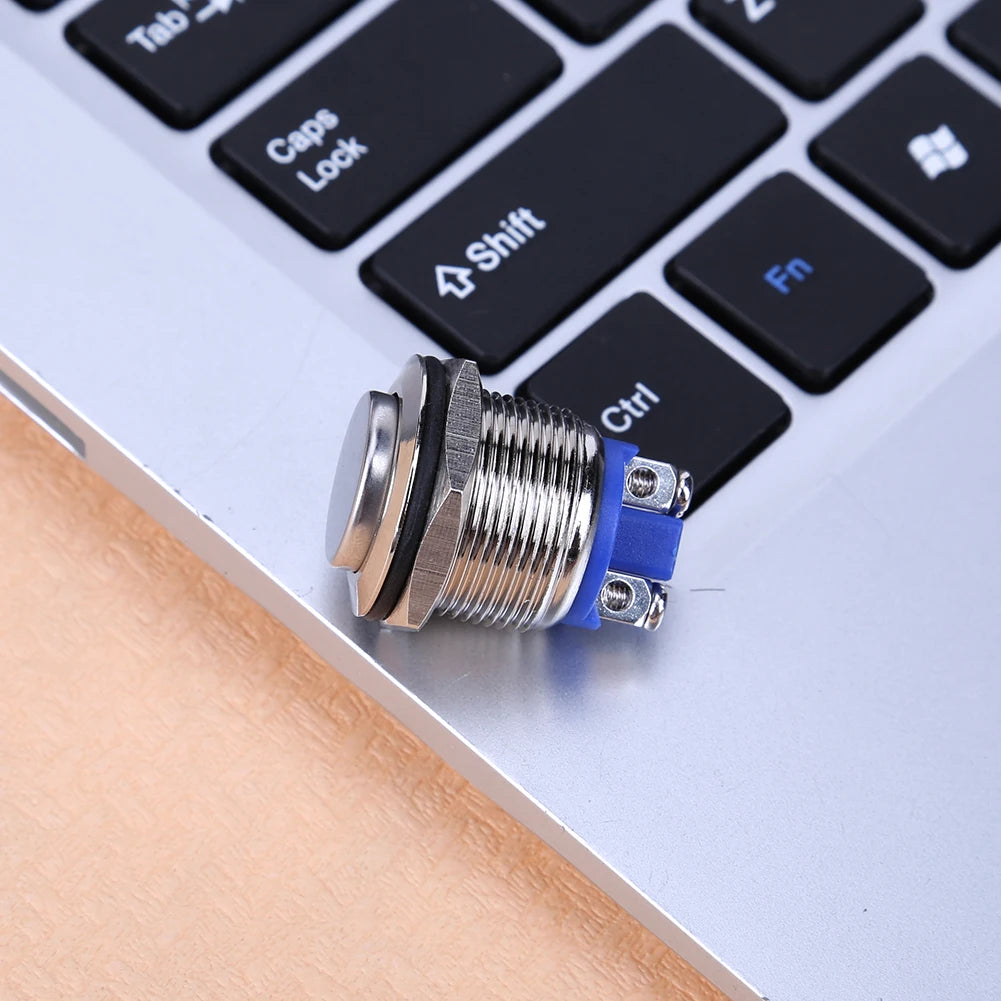 Silver 19mm 12V Waterproof Metal Car On Off Push Button Switch Qme