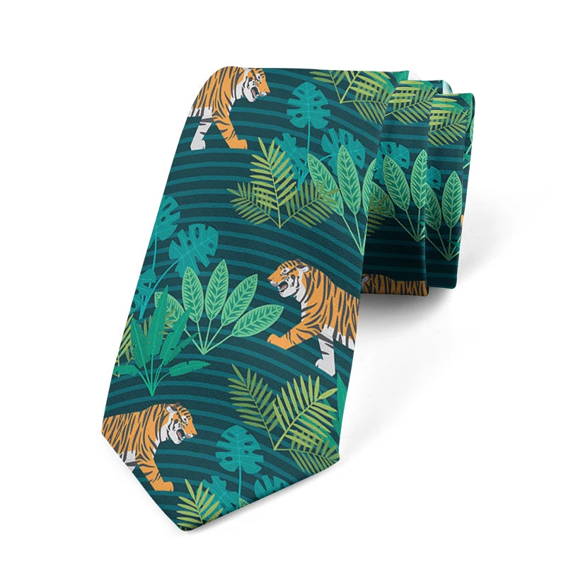Men's Slim Fit 3D Printed Tie Flower Skull Harajuku Business Formal Qme style12