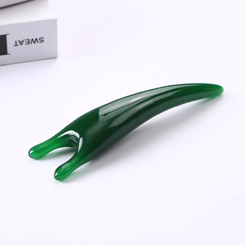Multifunctional Resin Face Lifting Scraping Massage Nose Y-shape Qme Green