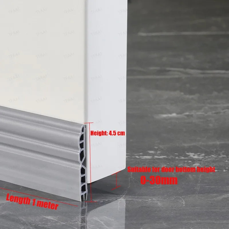 1-4Pcs Anti-Cold TPE Door Bottom Seal Strip 1M Self-adhesive Thicken Wearproof 3 Layers Windproof Door Gap Weather Strip Qme Large Grey 1Pc