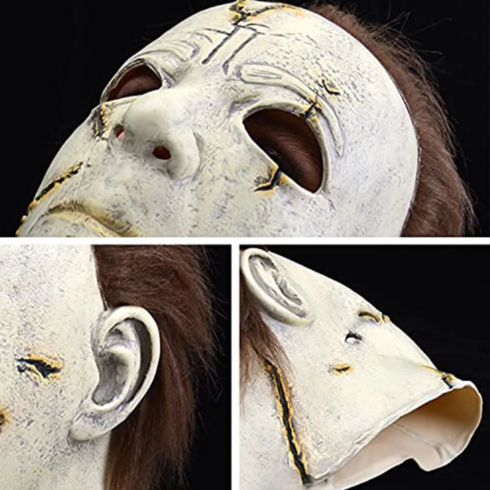 Terror Halloween Michael Myers Masks With LED Glow Horror Latex Full Head Headgear Scary Face Cover Masquerade Party Supplies Qme