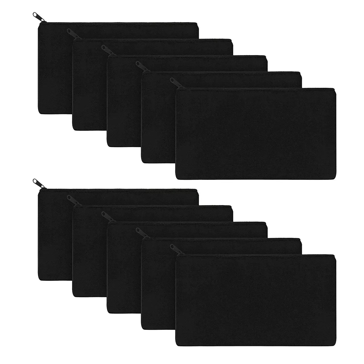 10/20/40/60PCS Canvas Zipper Bags Multifunctional Blank DIY Craft Pouches Pencil Bags Case Pouch For Home School Travel Qme 10 black