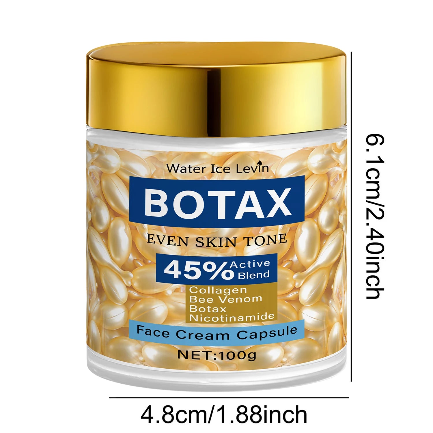 Water lce Levin BOTAX Even Tone Face Capsules 100g |45% Active Collagen + Niacinamide Qme