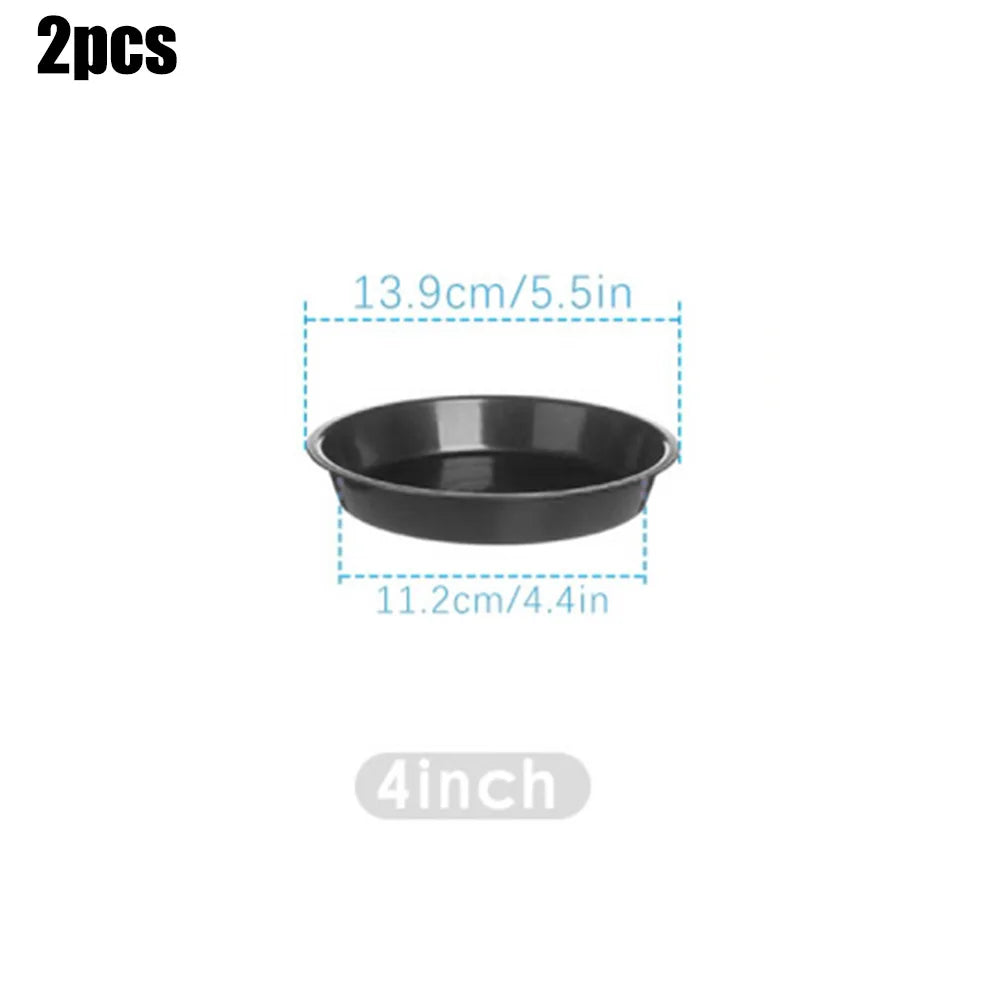 2PCS PP Round Succulent Plant Flower Pot Saucer Gross Trays 4/6/7/8/10 Inches Plant Trays For Home Garden Decoration Black Qme 4 inch