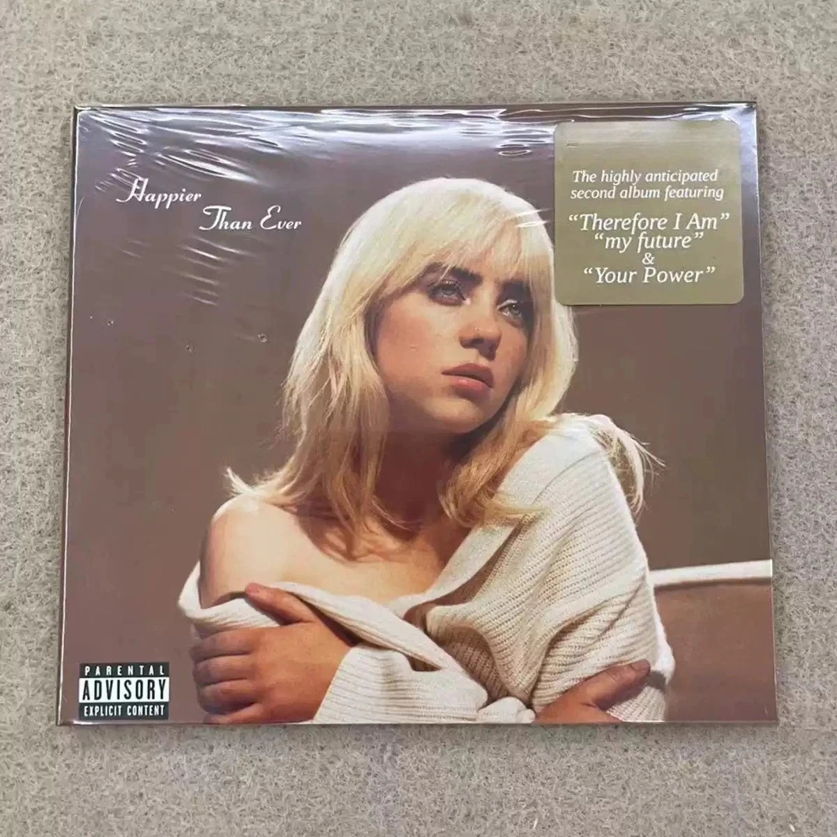Modern Pop Music CD Cozy Warm Tone Close-up Artist Portrait Printed Cover Premium Collectible Disc for Contemporary Pop Fans Qme Happier Than Ever