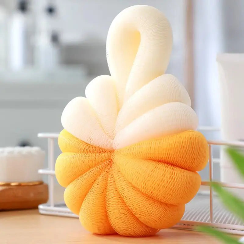 Pumpkin-Shaped Bath Ball - Two-Tone, Soft & Foaming Bath Sponge for Gentle Cleansing Qme A1
