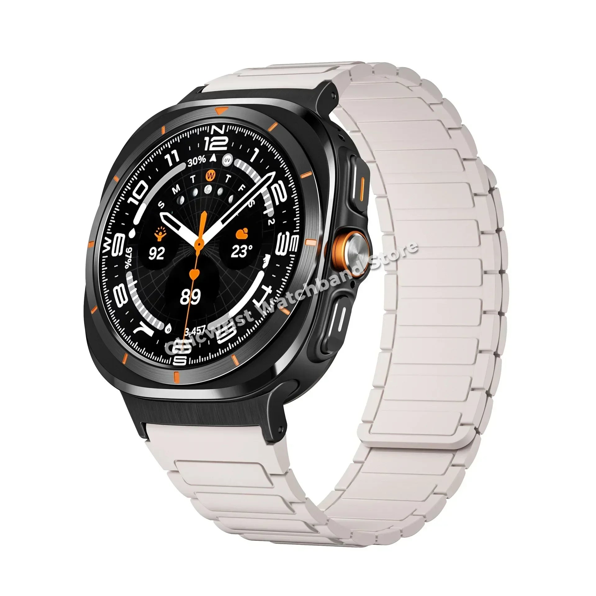 Silicone Sport Band for Samsung Galaxy Watch 7 Ultra 47mm Magnetic Loop Strap for Watch 7 Ultra 47mm No Gaps Curved End Bracelet Qme StarB Galaxy Ultra 47mm