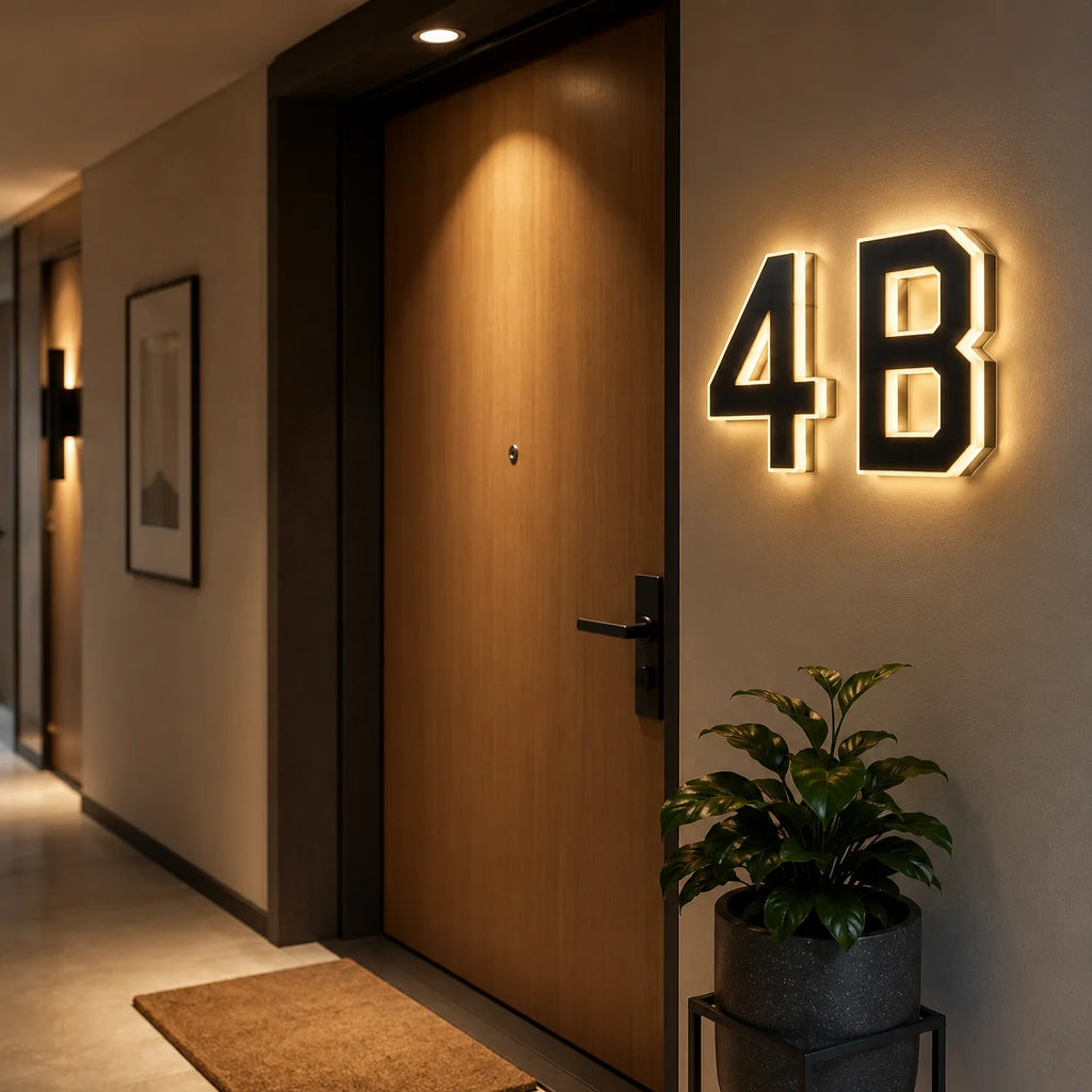 Light Sensor Solar House Number Lights Waterproof Modern LED Address Sign Outdoor Wall Decor For Home Yard Daily Use Qme