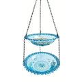 Two-layer Hanging Bird Feeder Outdoors Water Bowl Garden Yard Qme Blue