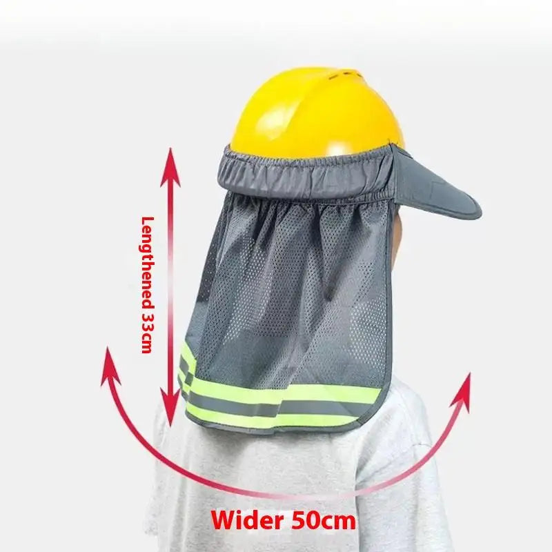 Summer Sun Shade Safety Hard Hat Neck Shield Helmets Reflective Brim Qme