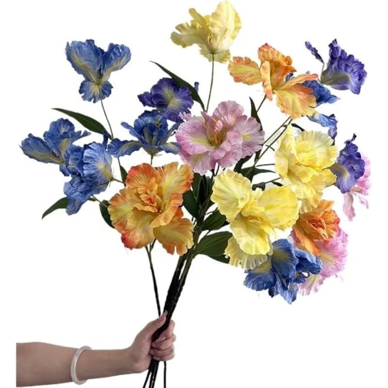 Artificial Iris Flowers Real Touch Bouquet Wedding Arrangement Qme