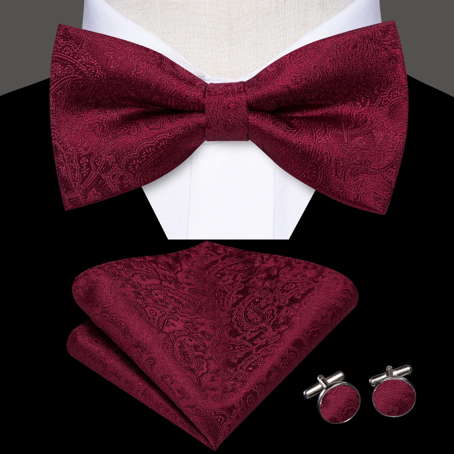 Mens Pre-tied Bowtie Red Yellow Pink White Floral Stripes Bow Tie Qme LDLH2639