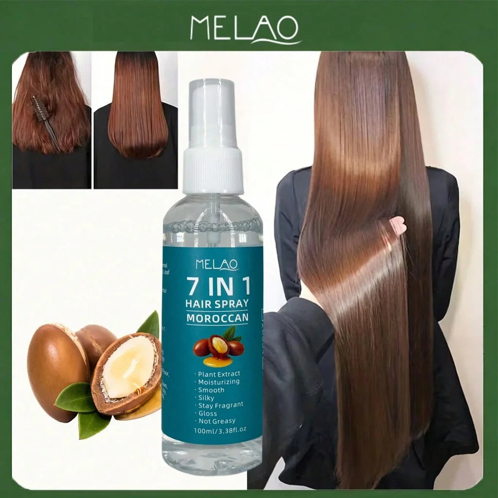 MELAO 7 IN 1 Moroccan Hair Spray, Moisturizing, Smooth & Silky, Glossy, Fragrant, Not Greasy, Instant Detangling & Frizz Control Qme MELAO-040