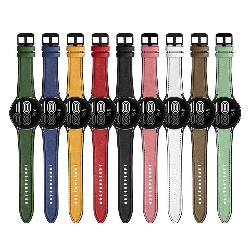 Silicone+Leather Strap For Samsung Galaxy Watch 7 6 4/5 Pro 40mm 44mm Band 6 4 Classic 47 43mm 46mm Replacement Correa Bracelet Qme