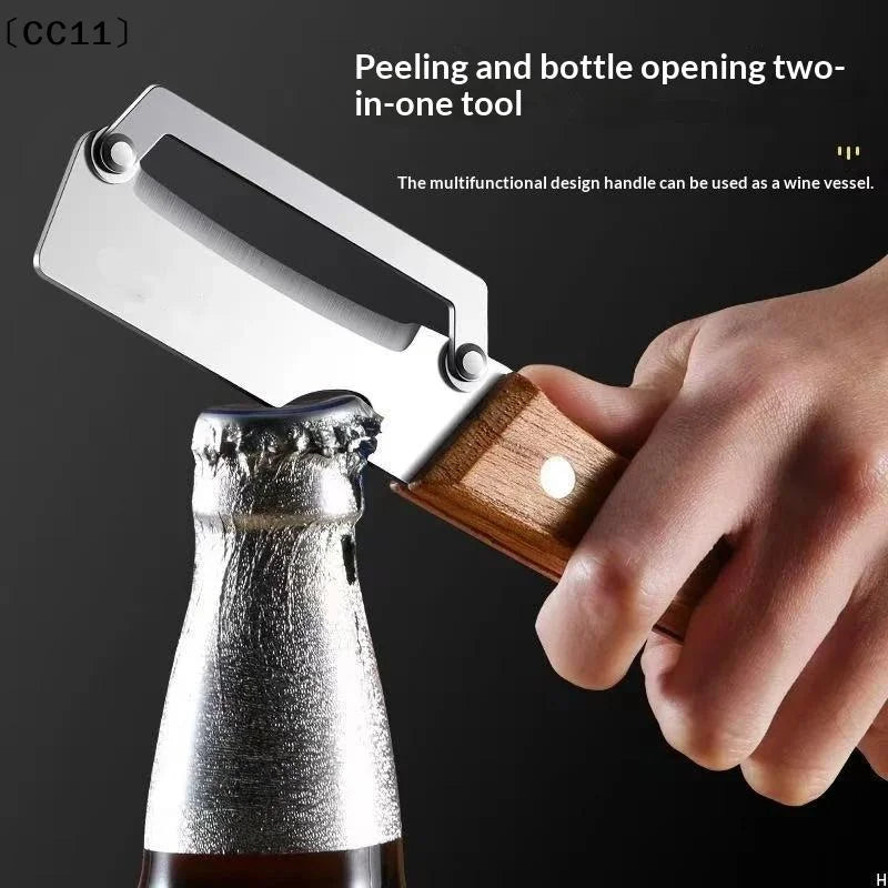 Stainless Steel Fruit Peeler 2-in-1 Bottle Opener Paring Knife Planer Qme