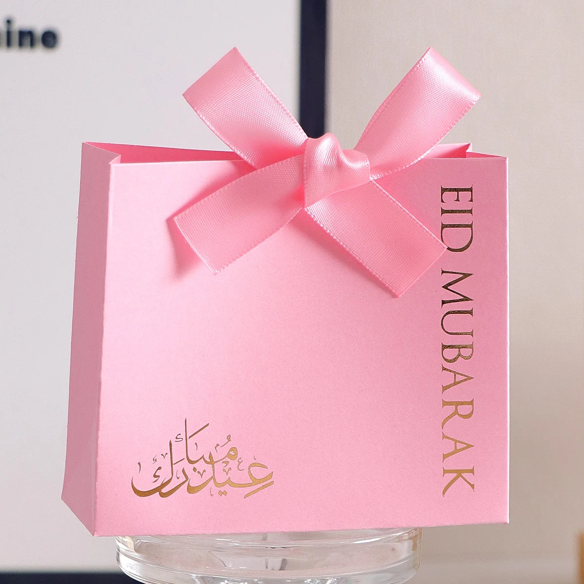 10Luxury Eid Small Gift Boxes, Printed With“Eid Mubarak” Black and White Design, Set of 10 Size: 10.5 * 10 * Qme Pink-10.Pcs Other Other