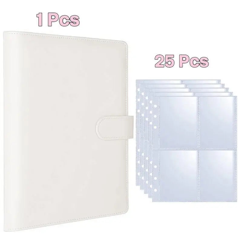 A5 Kpop Photocard Binder 25 Pages 4-Pocket Card Collector Album 200 Qme White