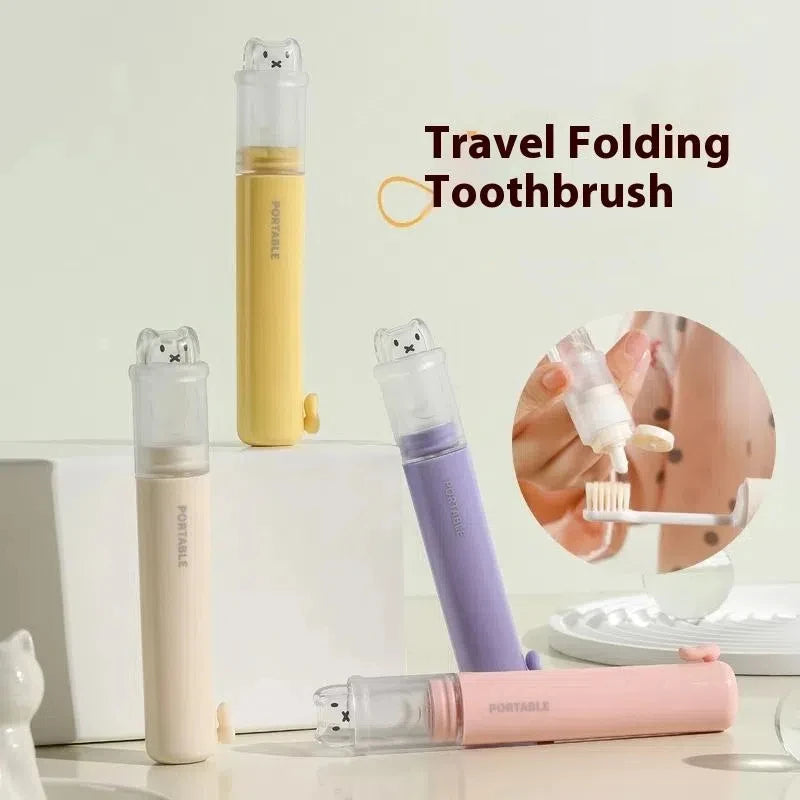 2 In1 Portable Mini Travel Toothbrush Toothpaste Adult Outgoing Camp Qme