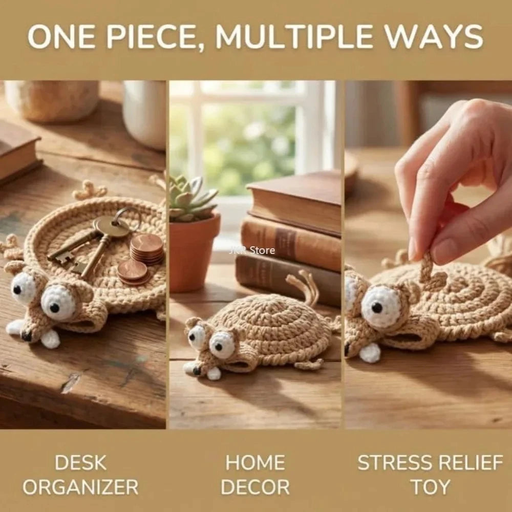 Finished Handwoven Animal Cup Coaster Cute Crochet Coffee Cup Mat Knitted Pad Tabletop Home Desk Decorative Ornament Qme