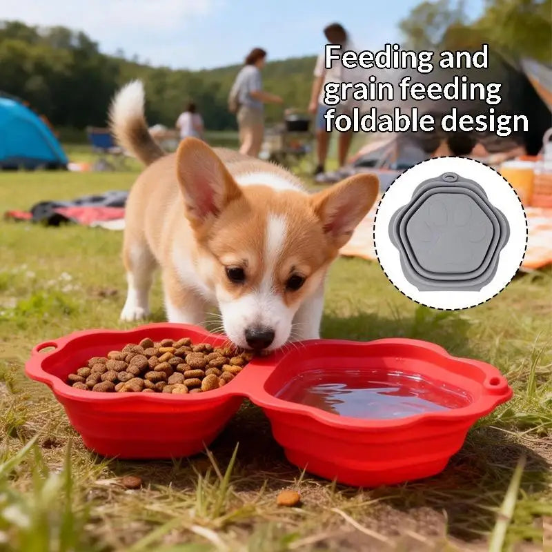 Going Out Drinking Feeding 2-in-1 Bowl Pet Supplies Dog Cat Folding Qme