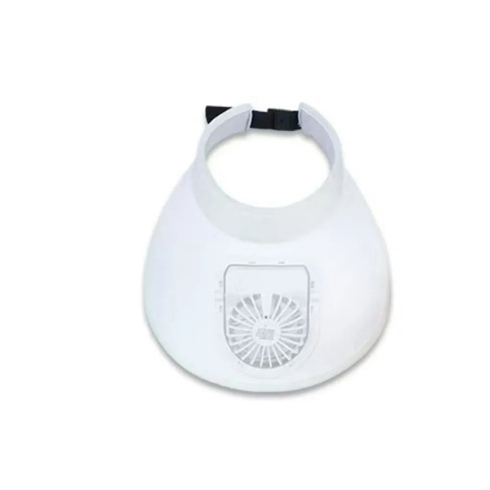 USB Rechargeable Cooling Fan Hat Breathable Large Brim Empty Qme White