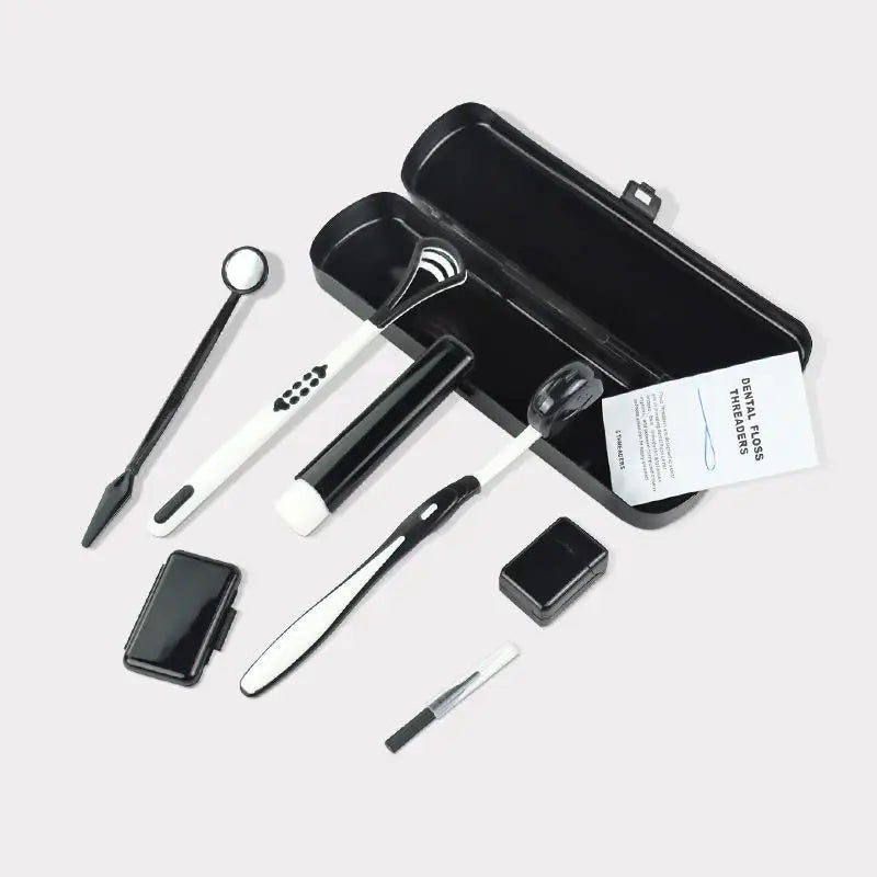 Complete Dental Oral Care Portable Teeth Cleaning Tool Storage Case Qme black
